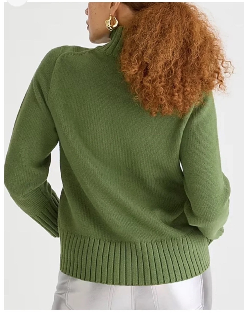 J. Crew 100% Cotton Ribbed Turtleneck Sweater size Medium Spring Green - Picture 7 of 7
